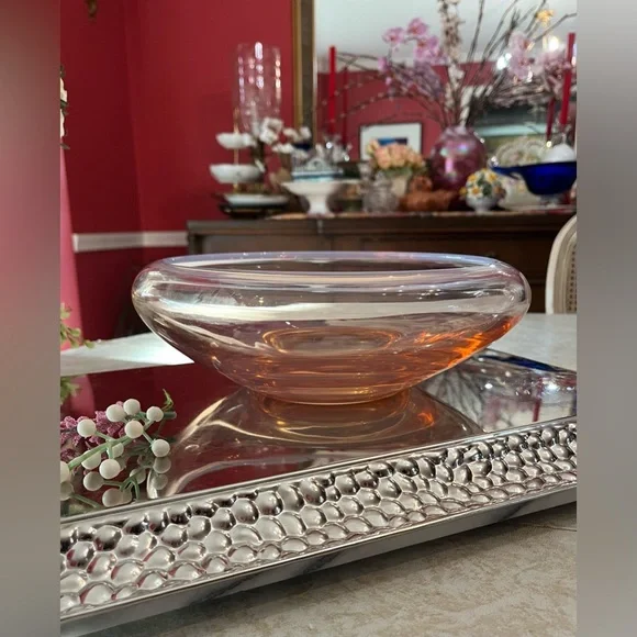 FOSTORIA SEASCAPE OPALESCENT PINK Floating Bowl 8½” to 10½” Rim 1959-70